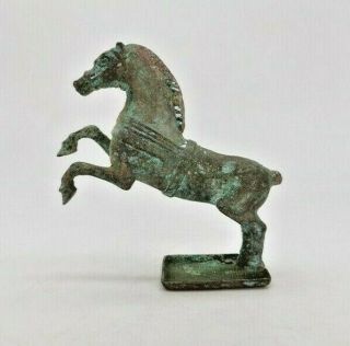 Ancient Roman Ca.  300 Bronze Statue Of A Legionary Horse - R111