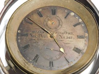 ANTIQUE FUSEE DETENT MARINE CHRONOMETER CLOCK BY BLISS & CREIGHTON. 2