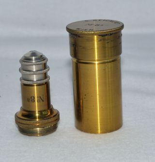 Objective Liens In Can For Brass Microscope - C.  Reichert,  Wien,  No 8a.