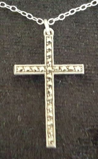 Sterling Silver Vintage Art Deco Antique Crucifix Cross Pendant Necklace