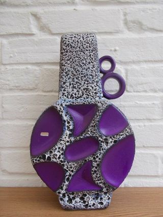 Roth Keramik Vintage 70s German Space Age Modernist Fat Lava Purple Xl 314 Vase