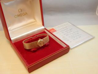 Stunning Vintage 1960s 9ct Solid Gold Omega Ladies Watch,  Box & Papers - 9k