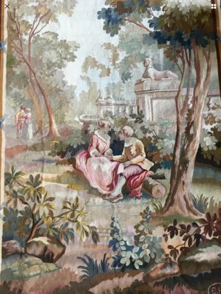 Antique French Aubusson Tapestry Signed Dated Verdure 57”x 37” 1 Of 2