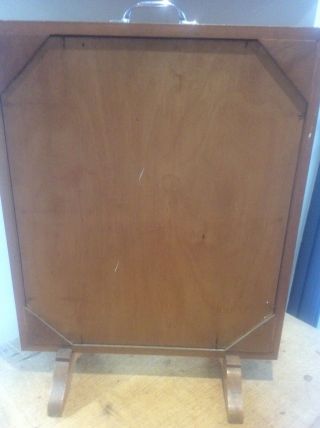 Vintage 1940s Art Deco Inlaid Wooden Marquetry Wood Fire Screen Crinoline Lady 3