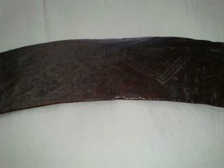 Early 20th C? Aboriginal Chipped Carved Wood Boomerang With Strange Markings.