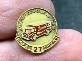 Coca - Cola Dallas Bottling Stunning Vintage 27 Years Safe Service Award Pin.