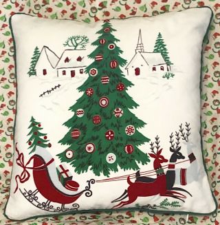 Pillow Cover Recycled From Vintage Wilendur Christmas Tablecloth