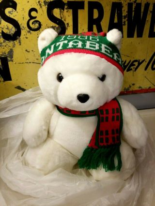 Vintage 1986 Plush Santa Bear Hat & Scarf Dayton Hudson Christmas