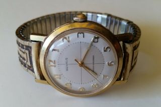 Vintage Benrus Swiss Made Watch Gold Tone Case Band Waterproof Shock Absorber