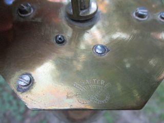 Antique Salter Brass Hearth Fireplace Bottle Jack Spit Turner Clockwork Key Wind 3