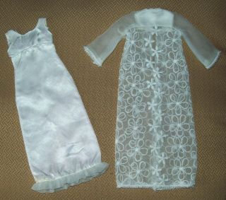 Vintage Rare White Satin Wedding Gown & Overdress Francie 