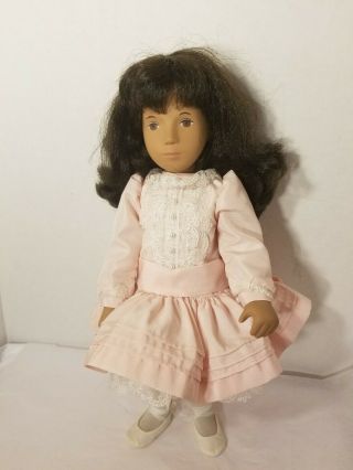 Sasha Doll 16” Brunette Vintage Made In England Trendon Pink Dress