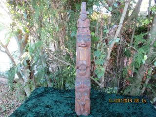 Antique Northwest Coast Tlingit Polychrome Model Totem Pole