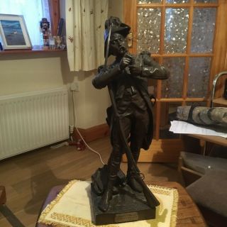 Bronze Figure Of Rifleman After E.  H.  Dumaige 26.  5 Inches High.