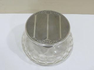 Antique 800 Silver Lid And Cut Glass Powder Jar