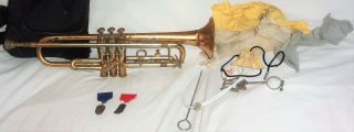 Estate Vintage/antique F E Olds & Son Recording Old Trumpet Came In Case W/ And