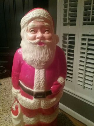 Vintage Mid - Century Blow Mold Santa With Light Inside - Union Products,  Usa 14 "