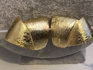 Vintage Givenchy Gold Tone Textured Clip On Earrings