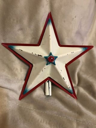 Vintage Noma Metal Illuminated Electric Star Christmas Tree Topper Red/white/blu
