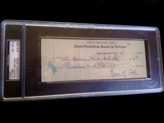 Tyrus Ty Cobb Auto Autographed Signed Check Encapsulated - Psa/dna 8 Nm - Mt