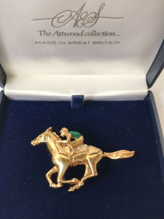 V Rare Vintage Attwood & Sawyer Signed A&s Horse & Jockey Racing Brooch Pin