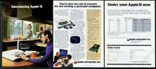 1977 Apple Ii Computer System Color Photo & Order Form Vintage Print Ad