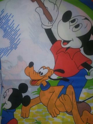 Mickey Mouse Rainbow Painting Twin Flat Sheet Disney Vintage 70s Donald Duck