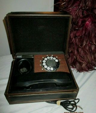 Vintage 1970s Deco - Tel Personal Rotary Desk Telephone Spy Box Black