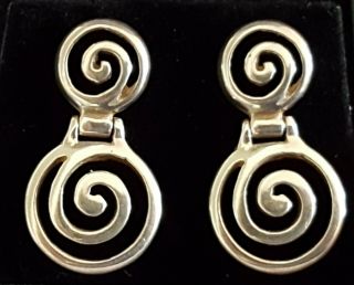 Sterling Silver Vintage Art Deco Antique Spiral Earrings