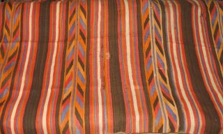 Antique Native American Navajo Indian Hand Woven 90 " X 58 " Banded Blanket - Nr