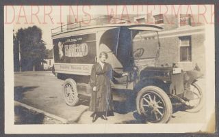Vintage Photo Woman W/ Kleen Maid Bread 1915 White Truck 761732