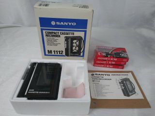 Vintage Sanyo M1112 Portable Cassette Recorder Walkman,  3 Cassette’s