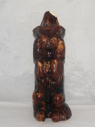 Antique Rockingham Glazed Pottery Figural Pitcher Begging Dog Spaniel Bennington