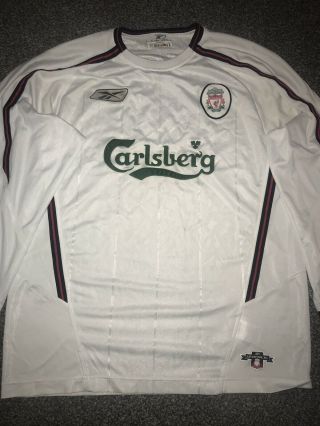 Liverpool Away Shirt 2003/04 Kewell 7 Long Sleeved 38/40 Chest Rare And Vintage