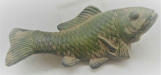Circa 200 - 300ad European Found Ancient Roman Bronze Fish Statue Rare