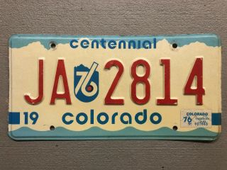 Vintage 1976 Colorado License Plate Bi Centennial Red/white/blue Ja - 2814
