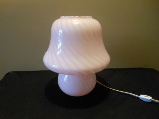 Vintage Mid Century Murano Pink Mushroom Swirl Lamp