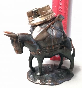 Vintage Evans Ronson Pack Mule / Donkey Horse Table Lighter In Copper