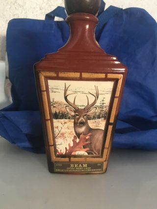 Vintage Jim Beam Whiskey Bottle Decanter Gray Fox 1982 750ml