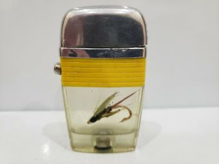 Vintage Scripto Vu Fly Fishing Lure Hook Lighter Gold Hook,  Yellow Band
