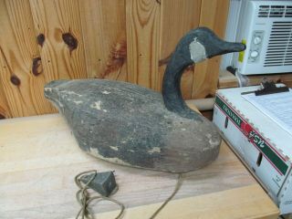 Full Size Wood Primitive Antique Canada Goose Decoy W/ Lead Weight
