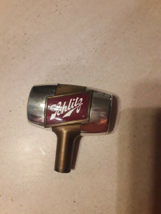 Vintage 1950’s Schlitz Brass Keg Shaped Beer Tap Handle.