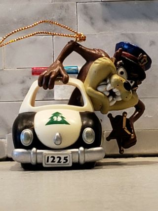 Taz Looney Tunes Christmas Tree Ornament Police Car 25 Vintage