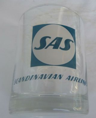 Vintage Sas Scandinavian Airlines Highball Bar Glass 3 3/4 " Tall 2 3/4 Wide