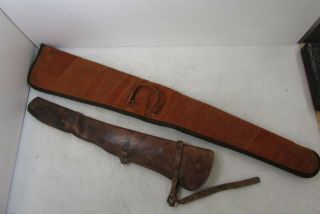 2 Vintage Leather " Leg Of Mutton " Rifle Carry Gun Cases