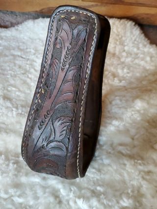 Vintage Rodeo Cowboy Leather Wood Roping Stirrups Tooling Western Single Deco