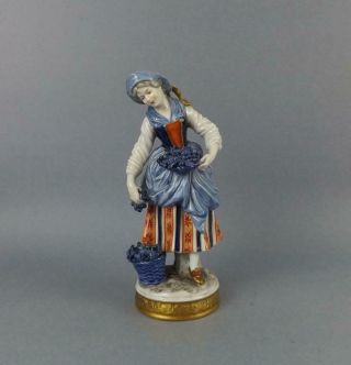 Antique German Porcelain Dresden Young Lady Figurine By Volkstedt