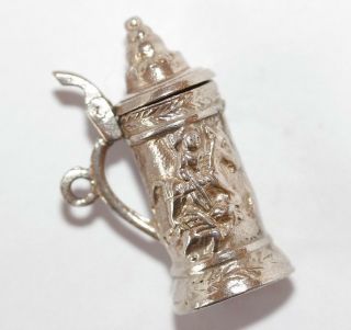 Opening Beer Stein With Knight And Dragon 800 Silver Vintage Bracelet Charm