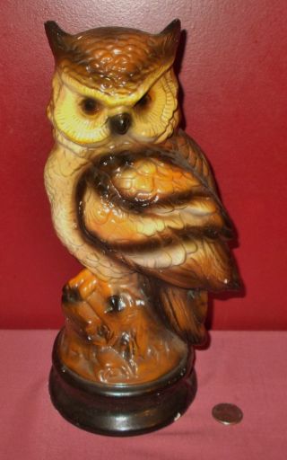 Vintage Chalkware Plaster Owl Figurine Large And Heavy ^