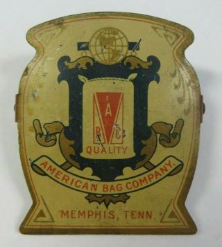 Antique Metal Paper Clip American Bag Co.  Advertising Brass Memphis,  Tennessee
